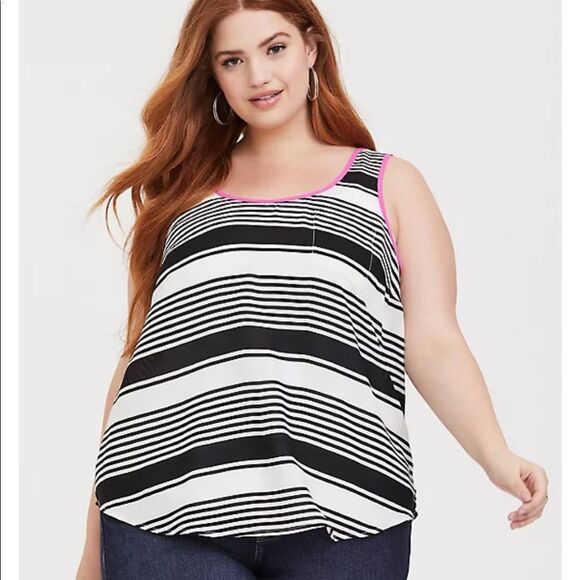 Torrid flowy striped tank top pocket sheer spring summer neon bright plus size - Picture 1 of 7